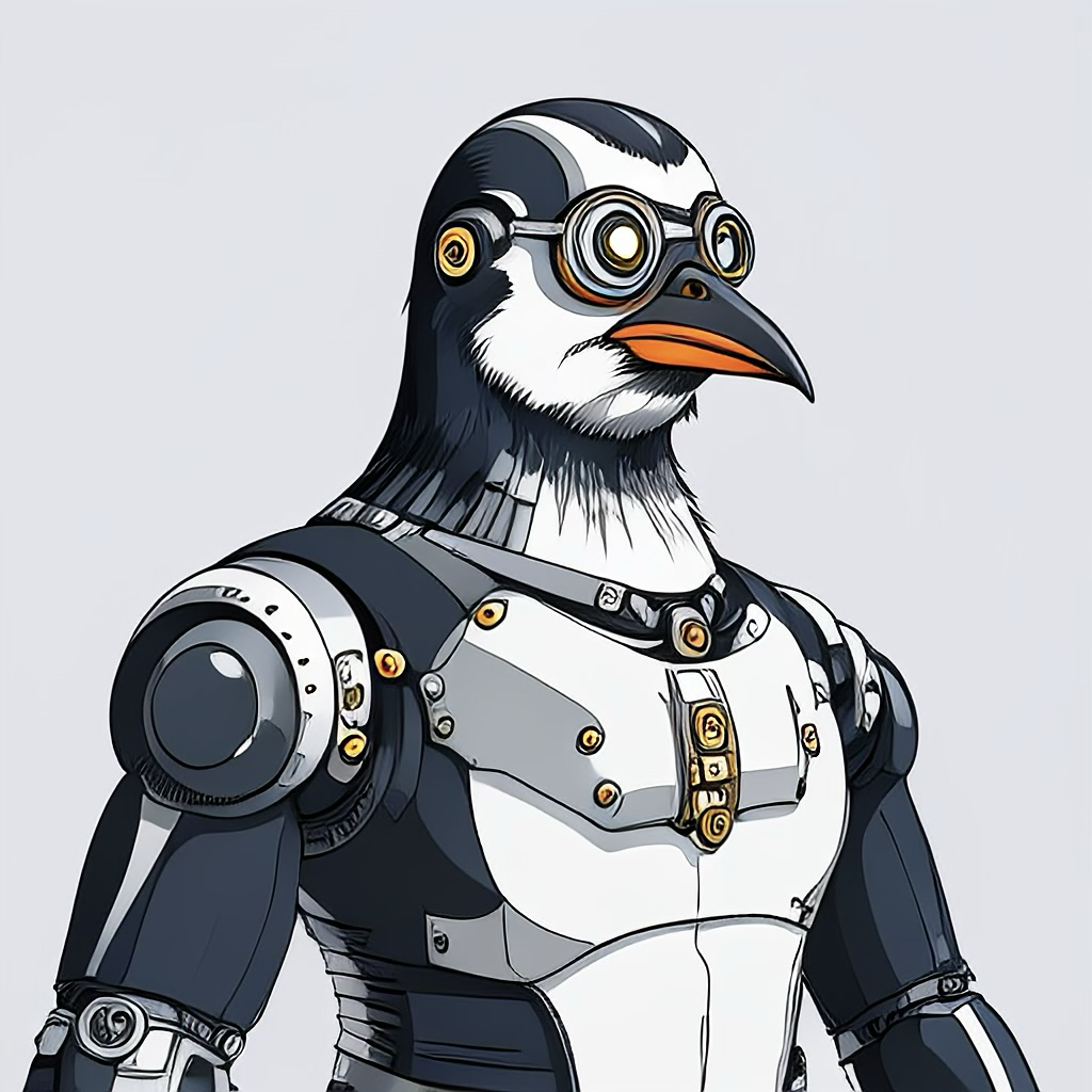 Cyborg penguin representing Nick